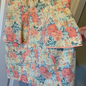 Mustard Seed Coral Pink Floral Dress Womens Size S Bodycon Ruffled Summer Dress